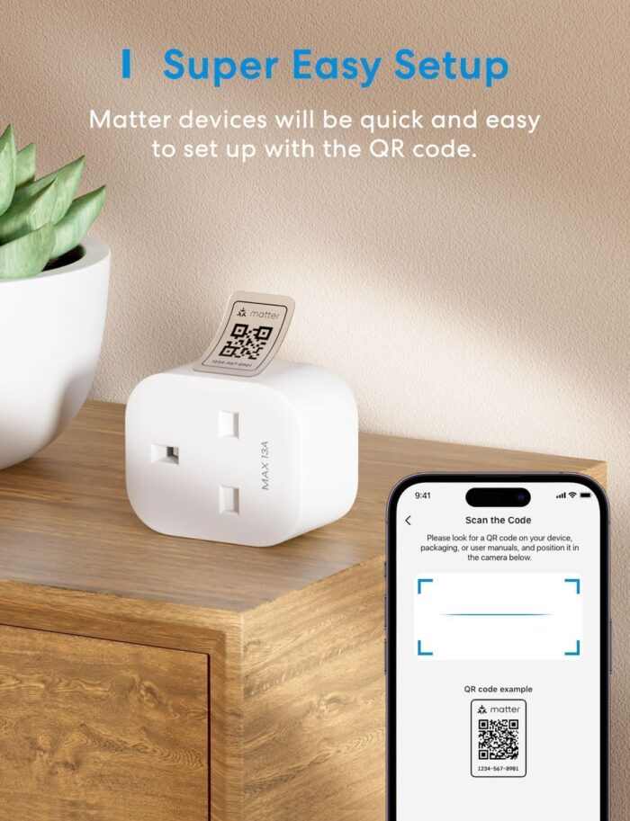 Meross Matter Smart Plug Mini with Energy Monitoring, Works with Apple HomeKit, Alexa, Google Home, SmartThings, WiFi Plug with Voice Remote Control, 13A, 1 Pack - Image 9