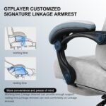 DROGO Throne Ergonomic Gaming Chair with Foot Rest, Armrest & Adjustable Seat | Computer Chair with Fabric, Head & Massager Lumbar Support Pillow | Home & Office Chair with Full Recline (Lite Grey) - Image 6