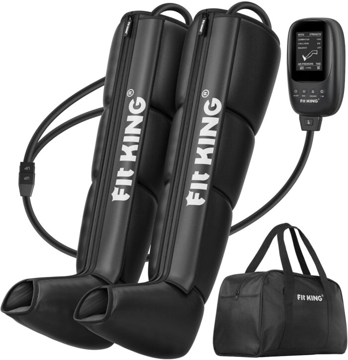 FIT KING Air Compression Recovery System, Full Leg & Foot Compression Massage Boots for Blood Circulation and Fast Recovery, Enhance Sports Performance (Medium)