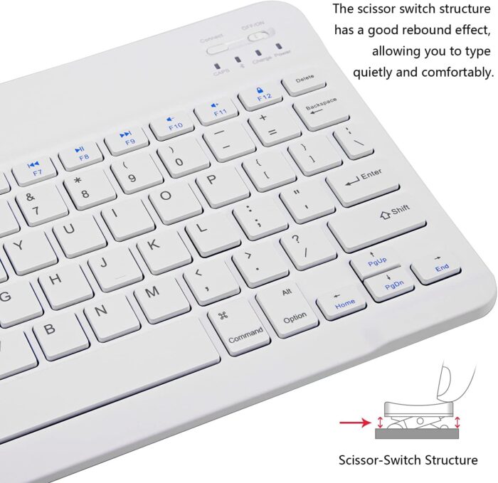 Xukinroy Ultra-Slim Bluetooth Keyboard and Mouse Combo Rechargeable Portable Wireless Keyboard Mouse Set for Apple iPad iPhone iOS 13 and Above Samsung Tablet Phone Smartphone Android Windows (White) - Image 4