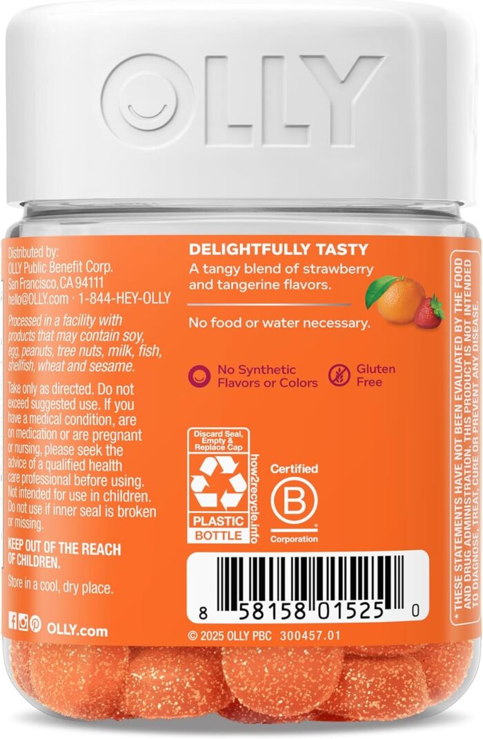 OLLY Laser Focus Gummy, Ginseng, Alpha GPC, B Vitamins, Berry Tangerine Flavor - 36 Count - Image 7