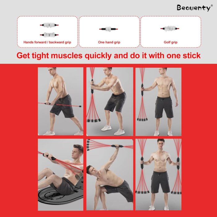 Beauenty Elastic Fitness Bar,Home and Professional Gym Equipment,Detachable Exercise Elastic Vibrating Rod/Fat Burn Equipment For Aerobics/PilatesSports/yoga - Image 4