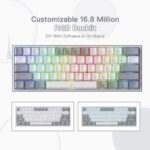 Redragon K617 Fizz 60% Wired RGB Gaming Keyboard, 61 Keys Compact Mechanical Keyboard w/White and Grey Color Keycaps, Linear Red Switch, Pro Driver/Software Supported - Image 6