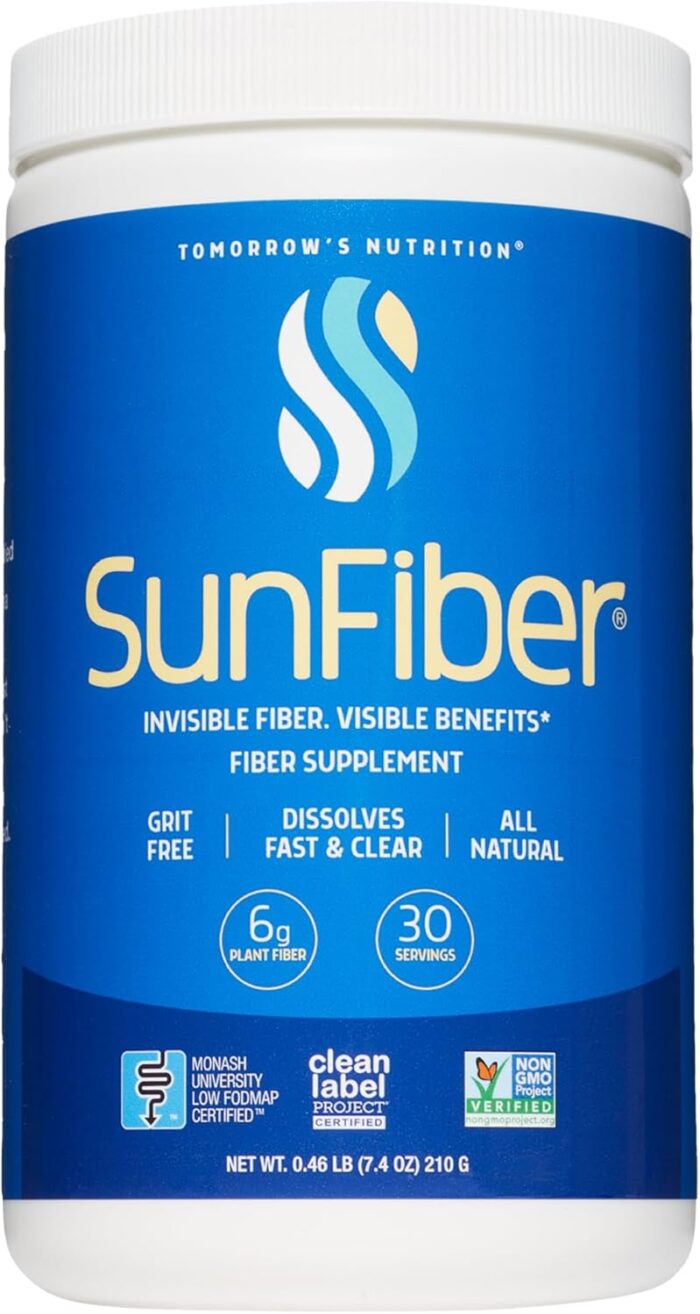 Tomorrow’s Nutrition, Sunfiber, Prebiotic Fiber Supplement for Digestive Health, Low FODMAP, Gluten-Free, Unflavored, 30 Servings