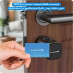Lumive Smart Door Lock I Fingerprint Door Lock I Bluetooth App Unlock I 2 Keys 5 RFID Cards I Fixed Cylinder I Black [Battery Included] (Fingerprint + Keypad, Black, adjustable 60-90mm) - Image 7