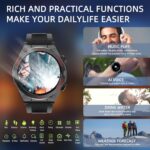 Jdcrsj Military Smart Watch, 1.52-Inch Smartwatch with Text and Call, Heart Rate, Blood Oxygen, and Activity Trackers - Compatible with iPhone and Android, for Men and Women (Classic, Black) - Image 3