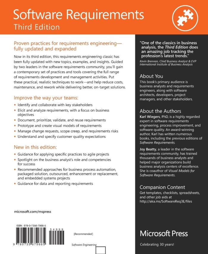 Software Requirements Third Edition by Karl Wiegers and Joy Beatty - Paperback - Image 2