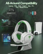 NUBWO N16 Gaming Headsets for Xbox, PS5, PS4, PC, NS, Mac - Over Ear Headphones with Microphone, Stereo Sound, Wired Headet with 3.5mm Audio Jack (White Green) - Image 7