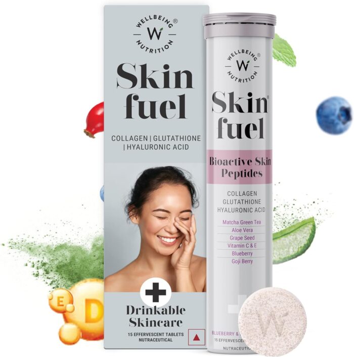 Wellbeing Nutrition Skin Fuel | Collagen Builder, L-Glutathione, Hyaluronic Acid, Matcha Green Tea, Aloe Vera, Grape Seed, Vit E | Skin Radiance, Elasticity, Glow for Men & Women -30 Effervescent Tabs - Image 7