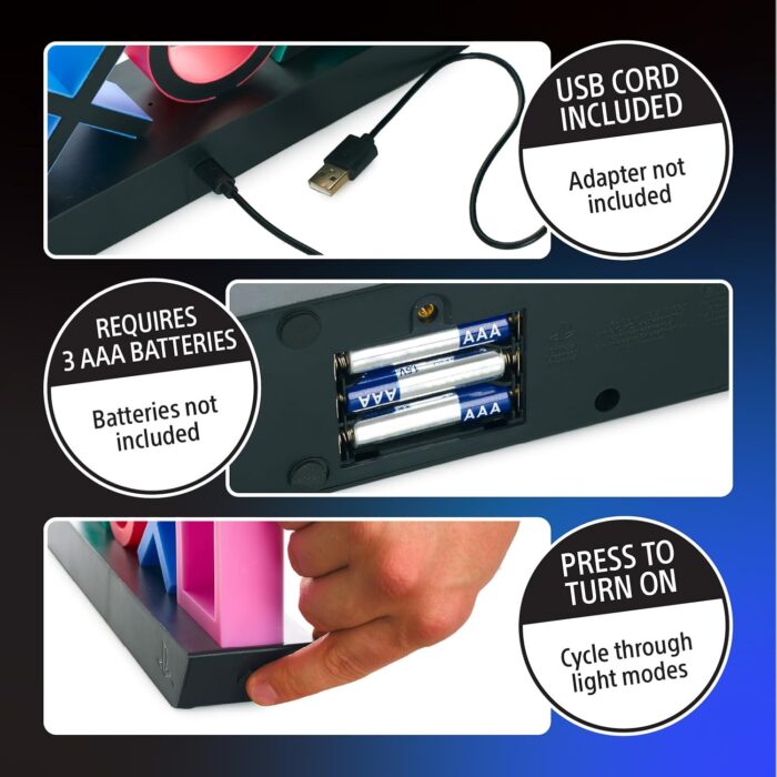 PATHEA Paladone Playstation Icons Light with 3 Light Modes - Music Reactive Game Room Lighting (PS4), Multi-Colour - Image 6