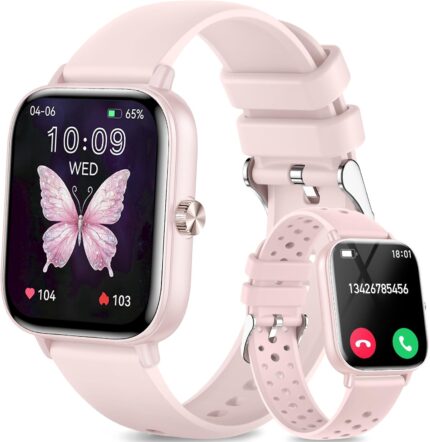 Smart Watch for Women(Answer/Make Call), 1.83″ HD Touch Screen Fitness tracker with Heart Rate SpO2 Sleep Monitor,100+ Sport Modes, IP68 Waterproof Smartwatch compatible with iOS & Android, Pink
