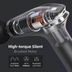 Blueidea Pro Massage Gun – Deep Tissue Muscle Massager for Pain Relief, Silent Brushless Motor, LCD Display, 2 Modes, 8 Speeds, Rechargeable, with Extended Handle - Black - Image 3