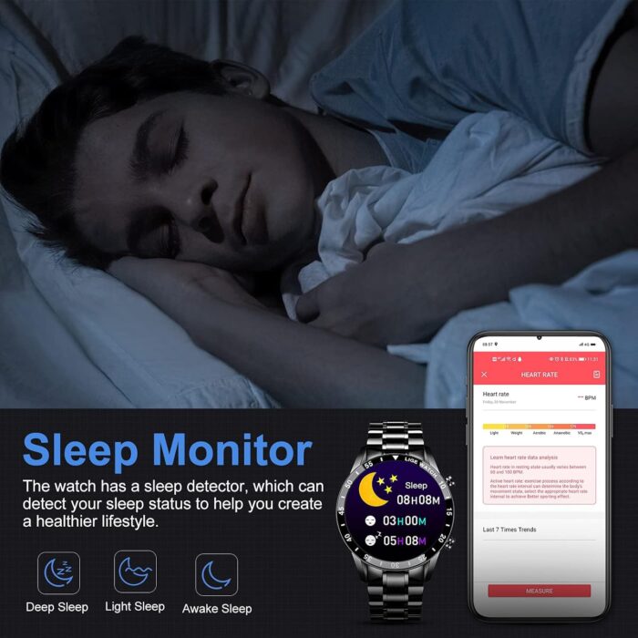 LIGE Smart Watch for Men, Bluetooth Calls Voice Chat Fitness Tracker with Blood Pressure Heart Rate Sleep Monitor,1.3" Full Touch Screen Activity Trackers IP67 Waterproof Pedometer for iOS Android - Image 3