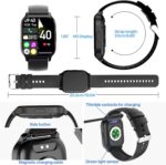 Smart Watch for Women Men, 1.85'' HD Touch Screen Fitness Tracker with Bluetooth Answer/Make Call, IP68 Waterproof with Heart Rate Sleep Monitor 100 Sports Modes for Android iOS (Black-1) - Image 8