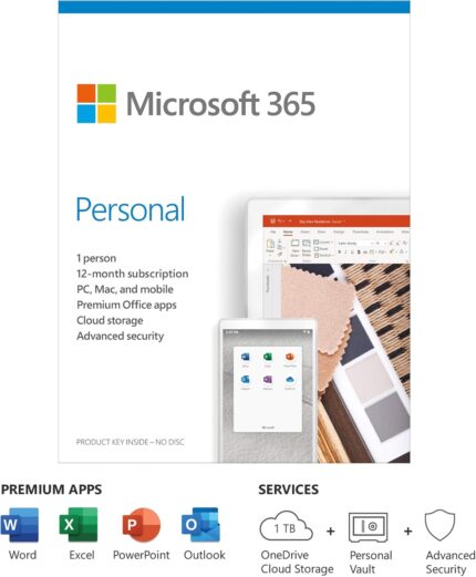 Microsoft 365 Personal | Office 365 apps | 1 user | 1 year subscription | PC/Mac, Tablet and phone | multilingual | box