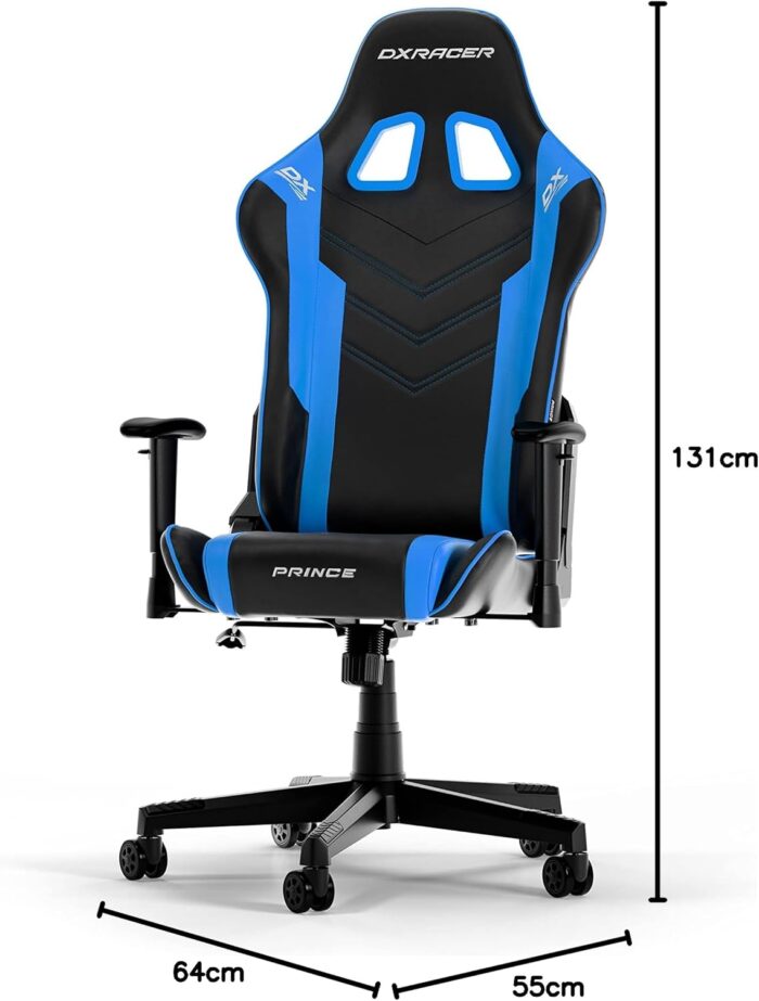 DXRacer (the Original) Prince P132 Gaming Chair, Faux leather, Black-Blue, Up to 185 cm - Image 3