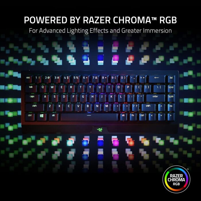 Razer BlackWidow V3 Mini HyperSpeed - Phantom Edition, 65% Wireless Mechanical Gaming Keyboard, Yellow Mechanical Switches, RGB customizable backlighting, Doubleshot ABS keycaps, US Layout - Black - Image 6