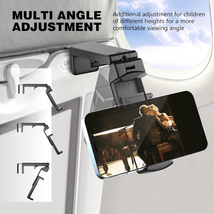 Universal Airplane in Flight Phone Mount. Handsfree Phone Holder for Desk with Multi-Directional Dual 360 Degree Rotation. Pocket Size Travel Essential Accessory for Flying. US Patented and Protected. - Image 4