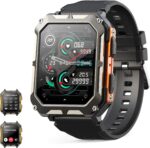 MIGOUFIT Smart watch military for men with call dials that can make calls and answer calls compatible for iOS Android, Fitness Activity tracker with IP68 Waterproof Ai voice, with 123 Sports Modes