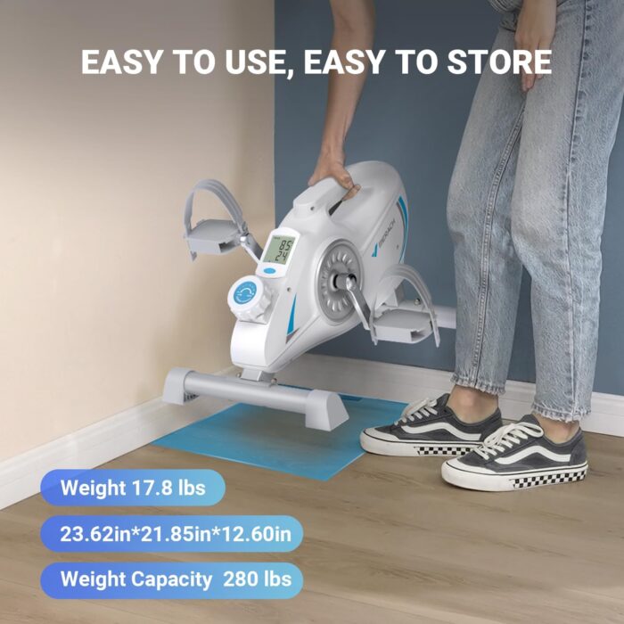 MERACH Under Desk Exercise Bike Stationary Bike, Quiet Magnetic Cycling Cardio Equipment with App for Arm, Leg Recovery, Spin Bike Cycle with 2 Resistance Band & Non-Slip Exercise&Fitness Equipment - Image 7