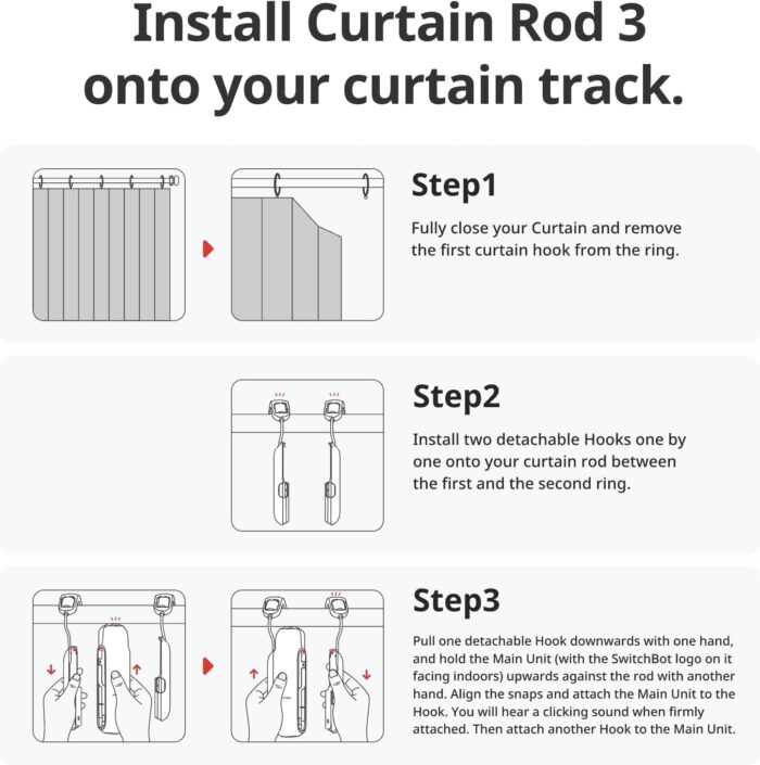 SwitchBot Automatic Curtain Opener - Bluetooth Remote Control Smart Curtain with App/Timer, Upgraded High-Performance Motor, Add SwitchBot Hub to Work with Alexa, Google Home, HomeKit (Curtain 3, Rod) - Image 3