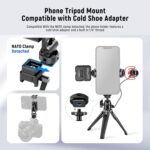 NEEWER Metal Phone Tripod Mount with Cold Shoe Mount and NATO Clamp for dji RS4 RS3 Pro RS2 RSC2 Gimbal Stabilizer, Phone Clamp Clip Holder - Image 3