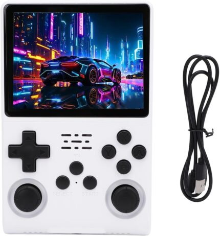 Retro Gaming Console, Handheld Game Console 3.5 Inch 640×480 Screen, Retro Video Game Console 256GB Memory 30000 Games Built in 45 Emulator (White)