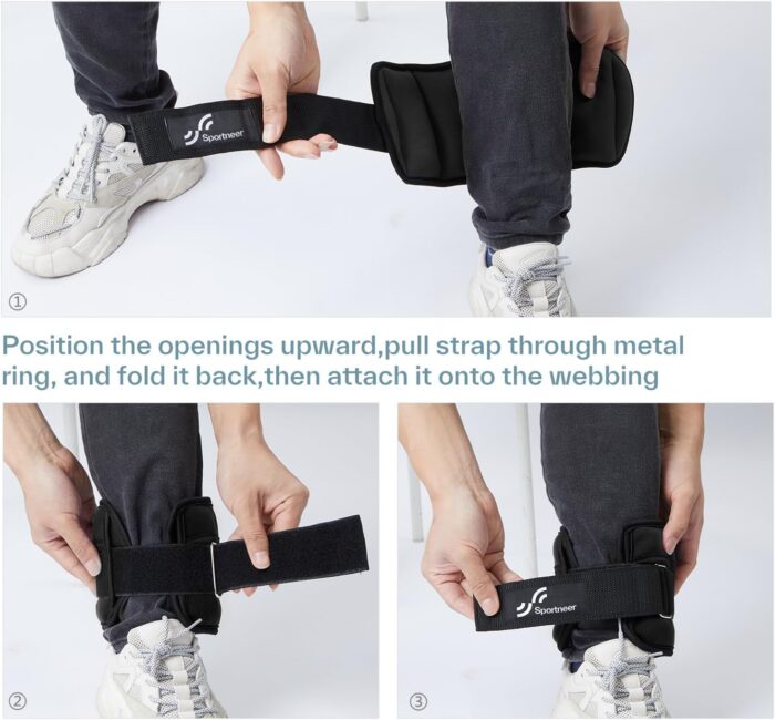 Sportneer Adjustable Ankle Weights: 1 Pair 0.9/1.8/2.7/3.6/4.5 kg Wrist Weights Leg Weights for Women Men Gym Fitness Workout Walking Jogging 2.2 kg per Ankle, 4.5 kg per Pair - Image 7