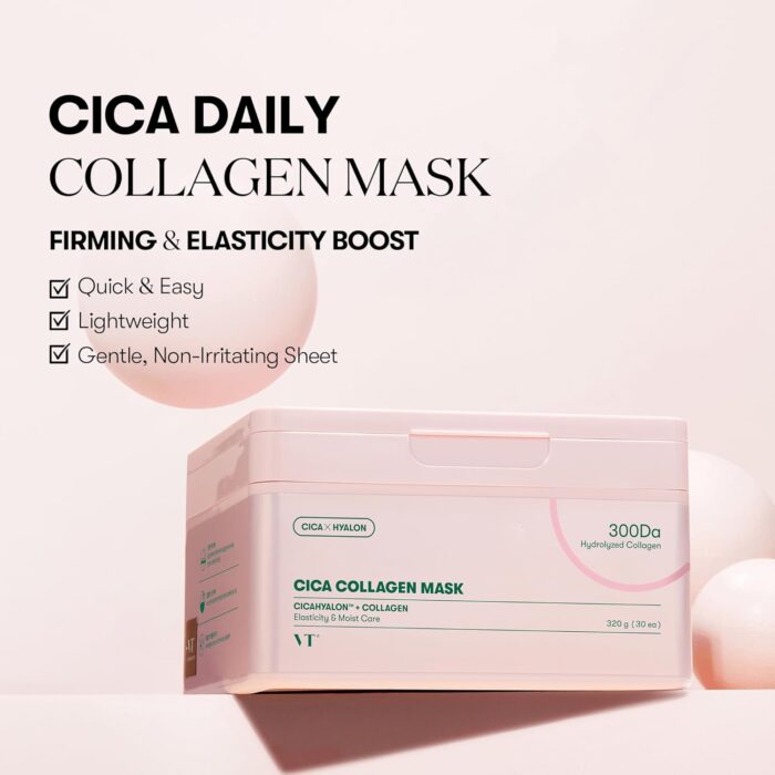 VT COSMETICS Daily Collagen Mask 30ea | Facial Sheet Mask for Firming, Plumping, and Improving Skin Elasticity, 30 Day Supply, Korean Skincare - Image 2