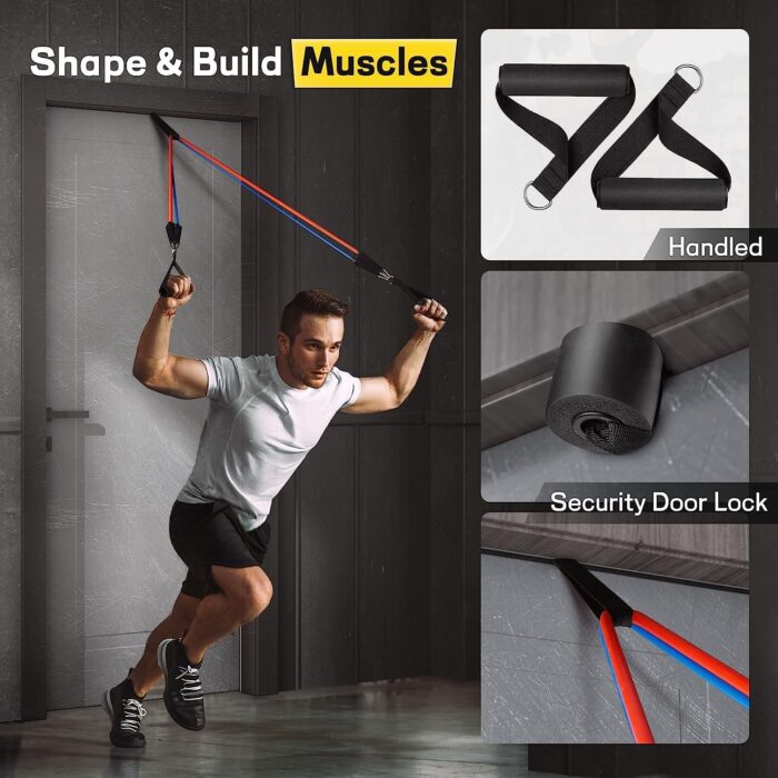CLOUDFOUR Resistance Bands set of 12pcs, Workout Bands, Exercise Bands for Men and Women, Fitness Stretch Bands for Strength Training, Physical Therapy, Shape Body, Complete Home Workout Equipment - Image 4