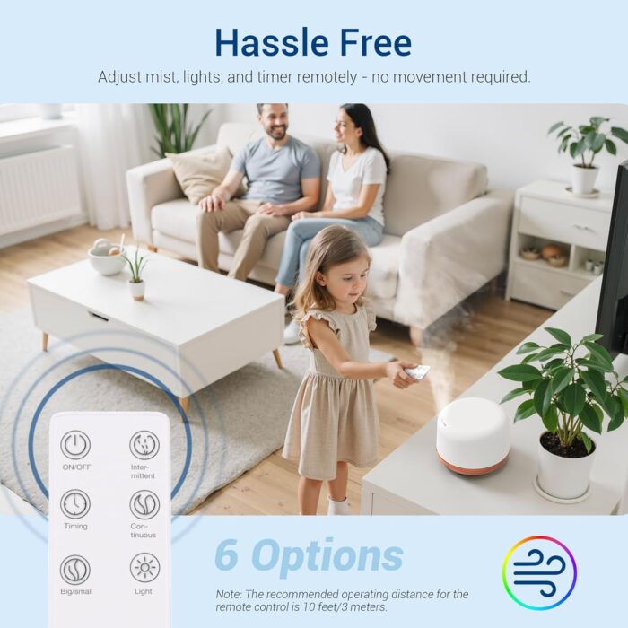 ASAKUKI 500ml Premium, Essential Oil Diffuser with Remote Control, 5 in 1 Ultrasonic Aromatherapy Fragrant Oil Humidifier Vaporizer, Timer and Auto-Off Safety Switch - Image 4