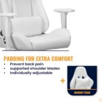 Ranqer Felix Gaming Chair – Ergonomic Office Chair with Armrests, Adjustable Backrest and Cushions, Metal Support and Stable Nylon Base, Set-up Gaming and Productivity – White - Image 7