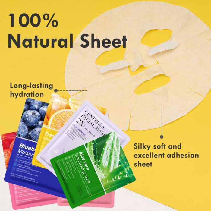 MMOOUP Collagen Essence Sheet Facial Masks, Pack of 8 Hydrating Facial Sheet Mask, Moisturizing Anti-Aging Facial Mask Packs for Daily Skin Care Spa - Image 6