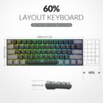 Rii [Arabic layout]RK802 Wireless Gaming keyboard, 3 Modes(Bluetooth/2.4G/Wired), 60% Rechargeable RGB Backlit Gaming Keyboard Red Switch for PC Windows Laptop(Black) - Image 4