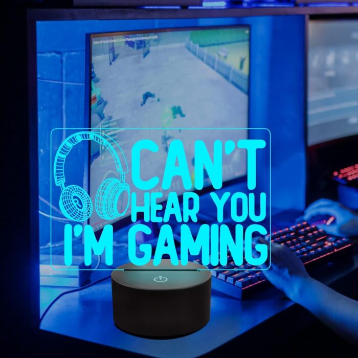 NALACAL Can't Hear You I'm Gaming Night Light, Headset Graphic Video Games Gamer Gift Funny 3D Illusion Lamp 16 Colors Changing Touch & Remote Control for Men Gamers Teenagers and Kids - Image 4