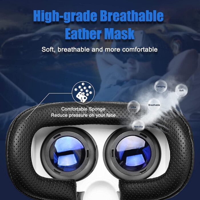 3D VR Glasses with Controller, Blu-ray Eye Protection, Virtual Reality Headset Compatible with 5~7 Inch iOS and Android Smartphones, Ideal for Gaming and Movies, Gift Bluetooth teeth - Image 4