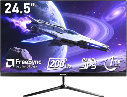 Gawfolk 24.5 Inch FHD 200Hz IPS Flat Gaming Monitor 1080P Computer Monitor 1920×1080 Display Screen 1ms(GTG) 240cd/m² 99% sRGB Suitable for games, entertainment, and office (Built-in Speakers)