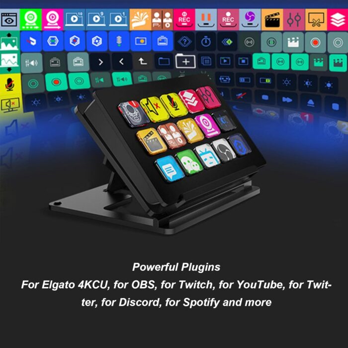 Bewinner LCD Custom Keyboard for - Studio Controller with 15 Macro Keys, Software Macro Keyboard Actions in Apps Support Hotkey for YouTube, Twitch, OBS - Image 2