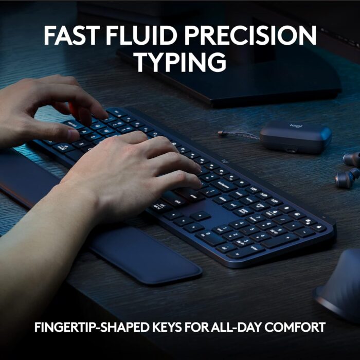 Logitech MX Keys S Wireless Keyboard, Low Profile, Fluid Precise Quiet Typing, Programmable Keys, Backlighting, Bluetooth, USB C Rechargeable, for Windows PC, Linux, Chrome, Mac - Graphite, INT Layout - Image 2