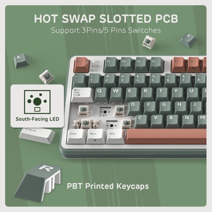RK ROYAL KLUDGE S98 Mechanical Keyboard w/Smart Display & Knob, Top Mount 96% Wireless Mechanical Keyboard BT/2.4G/USB-C, Hot Swappable, Software Support, Creamy Sounding, 98 Keys - Image 6