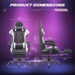 Homall Gaming Chair, Computer Chair with Footrest and Massage Lumbar Support, Ergonomic High Back Video Game Chair with Swivel Seat and Headrest (White) - Image 3