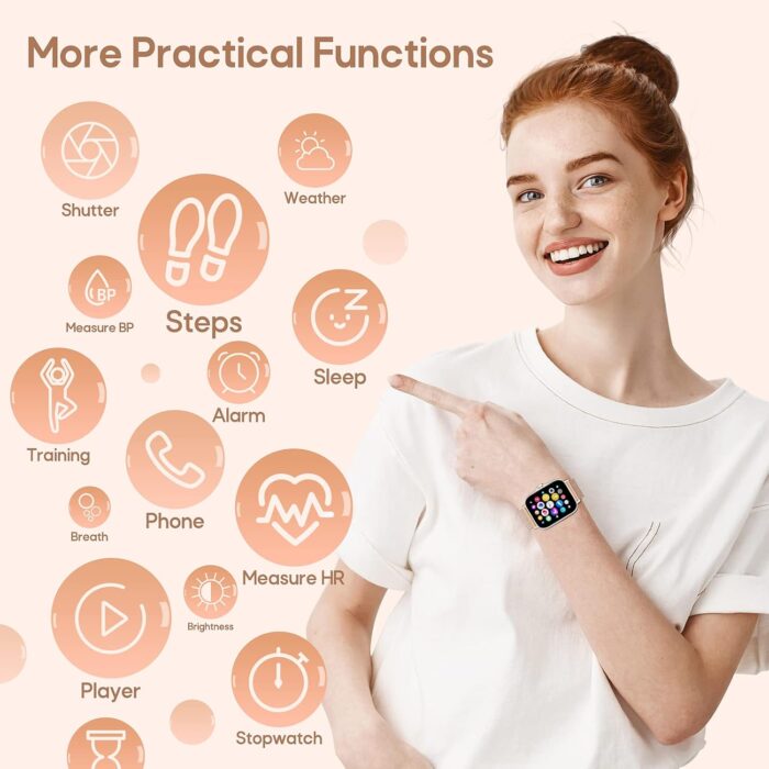 ZKCREATION Smart Watch for Men Women Call Answer/Dial Watch Digital Fitness Smartwatch for Android iOS Touch Screen Blood Pressure Watch Activity Tracker with Heart Rate Sleep Monitor (Rose Gold) - Image 5