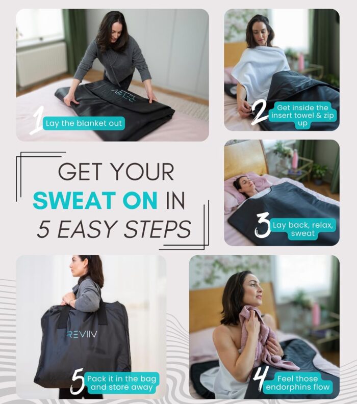 REVIIV Far Infrared Sauna Blanket with Insert Towel - v2.0 New & Improved! Longer Cable Low EMF | Portable Infrared Saunas for Home Therapy, Detox - Infared Blanket Sauna 85–185 °F Temp Range - Image 5