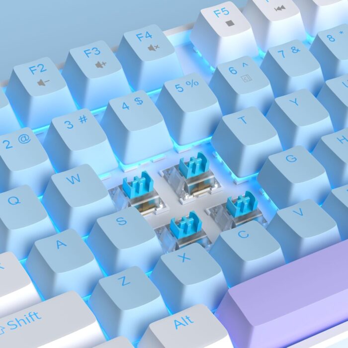 MageGee 75% Mechanical Gaming Keyboard with Blue Switch, LED Blue Backlit Keyboard, 87 Keys Compact TKL Wired Computer Keyboard for Windows Laptop PC Gamer - Blue Whie - Image 2