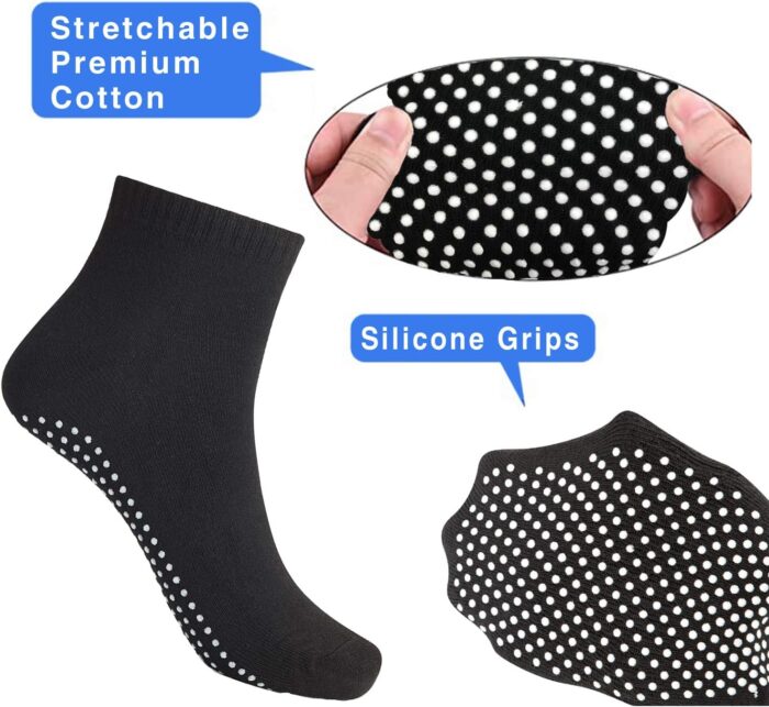 NEWCHAO 4 Pairs Non Slip Skid Socks Anti Slip Sock for women and men, Grip Socks for Yoga Home Barre Pilates Hospital Workout - Image 3