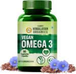 HIMALAYAN ORGANICS Omega 3 6 9 Vegan Natural Nutrition Supplement for Muscle, Bone, Heart & Skin - 90 Veg Capsules