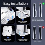 Nepagz PS5 Slim Cooling Stand With Controller Charging Station, 3-Level Fan, 12 Game Storage for PlayStation 5 (Digital/Disc) - White - Image 2
