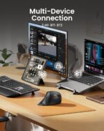 ProtoArc Ergonomic Mouse, EM11 NL Bluetooth Rechargeable Wireless Vertical Mouse, 3 Multi-Device Connectivity for Computer/PC/Laptop, 2.4GHz Optical Mice for Windows, Mac OS, Black - Image 2