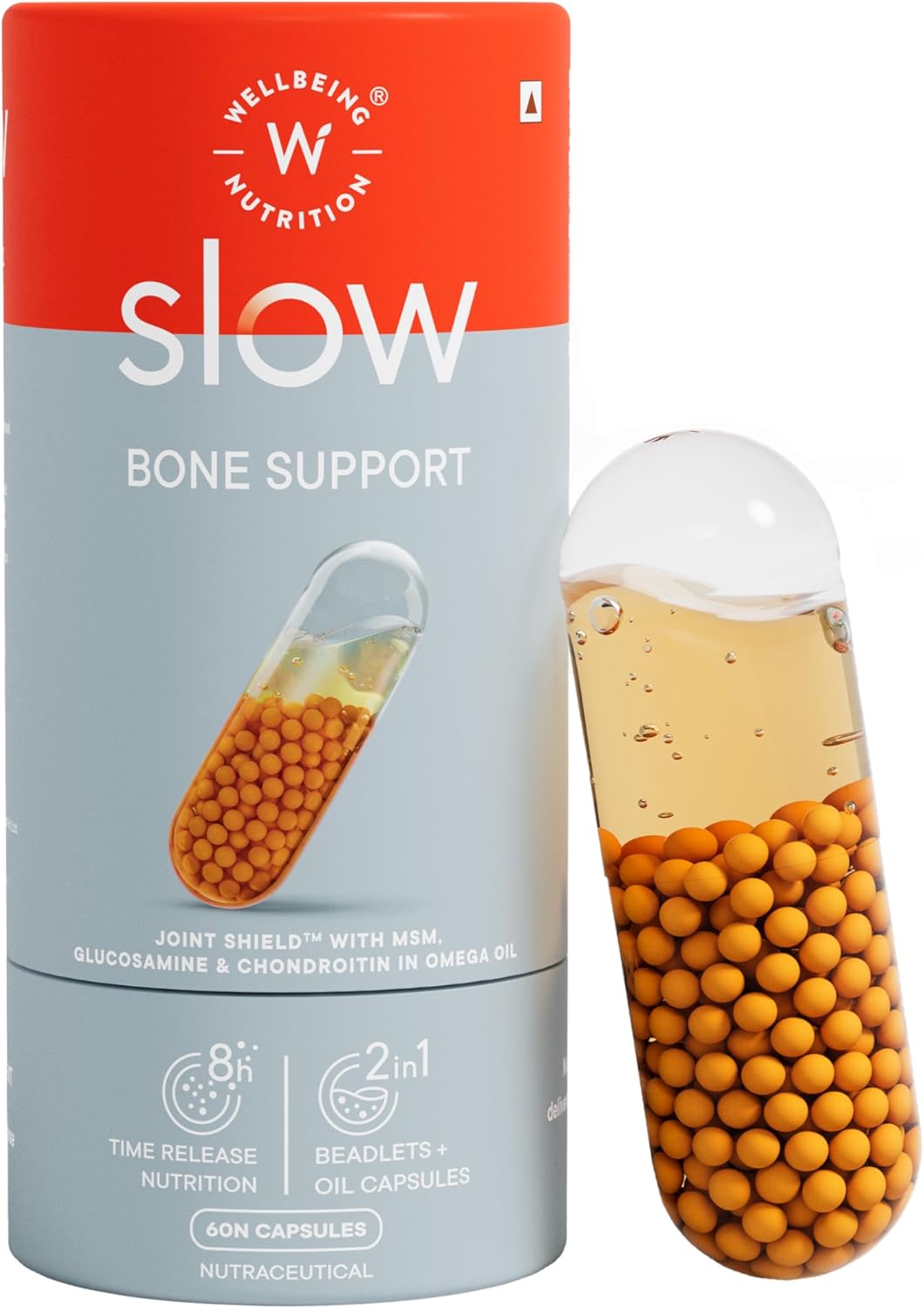 Wellbeing Nutrition Slow Bone Support Capsule for Men and Women | Bone and Joint Vitamin Supplements | Glucosamine, Chondroitin, MSM, Calcium | For joint mobility and bone strength (60 Capsules) Wellbeing Nutrition Slow Bone Support Capsule for Men and Women | Bone and Joint Vitamin Supplements | Glucosamine, Chondroitin, MSM, Calcium | For joint mobility and bone strength (60 Capsules)