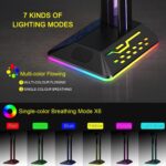 BIGTHREE RGB Headphone Stand, Gaming Headset Holder with 2 USB Charger, Cool Gaming Accessories Headset Stand, LED Headset Holder for PC Gamer Headphone Accessories - Image 3